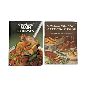 Lot Of 2 Vintage Cookbooks Sunset Ground Beef Arco All Color Book Main Courses - Bild 1 von 8