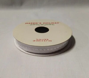 New and Sealed Maker's Holiday Silver and White Ribbon 3/8 In X 9ft - Picture 1 of 5