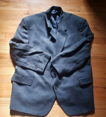 Blazer de lana a cuadros pata de gallo gris John Weitz Signature para hombre 52R de un solo pecho Foto 1 de 4