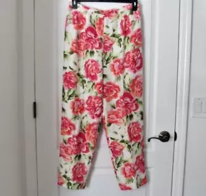 Vintage Talbots 100 % Seide Blumen Hose gefüttert Größe 10 Lrg Seitenreißverschluss elegant mädchenhaft - Bild 1 von 15