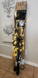 NEW Pottery Barn Glitter Twinkle Light Up Lit BAT 48" branches Tree Halloween - Picture 1 of 10