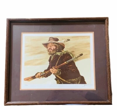 Bruce Winter Hunt arte assinada litografia impressão certificado de autenticidade 78/300 faroeste 23X19 emoldurada nos - Imagem 1 de 4