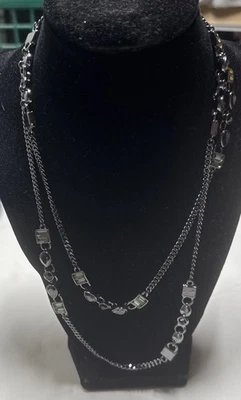 Givenchy Clear & Black Colored Stone Necklace 20" - Image 1 of 4