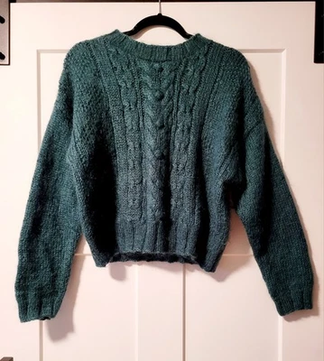 Suéter De Colección Lizwear Para Mujer Tejido a Mano Cuello Redondo Talla L Grn Acogedor Cabincore Vacaciones Foto 1 de 4