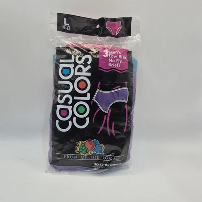 Cuecas masculinas completas vintage FRUIT OF THE TEOM CASUAL COLORS 1992 amostra grande 3 peças - Imagem 1 de 4