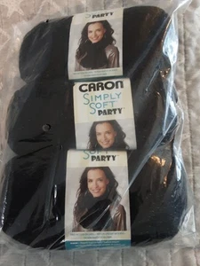 3 New Sealed Skeins Caron Simply Soft Party Black Sparkle #0007 9oz Total - Picture 1 of 2