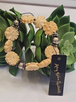 Pulsera Amy Kahn Russell Tallada Flores Esterlina Nueva con Etiquetas Margaritas 925 Nuevas Foto 1 de 4