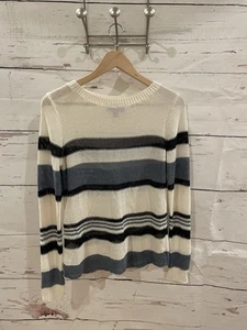 Ann Taylor Nautical Striped Lightweight Sweater – Navy, Sky Blue & White –Size M - Picture 1 of 5