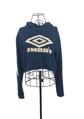 Umbro Crop Logo Hoodie Womens Small Navy Retro Sportswear 90s Y2K  Athleisure - Image 1 of 4