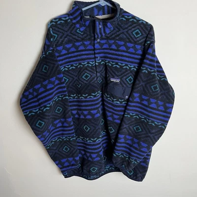 PATAGONIA SYNCHILLA XL AZTECA AOP 26X29 AZUL PÚRPURA RARO HOLGADO PATINADOR GRIAL Foto 1 de 4