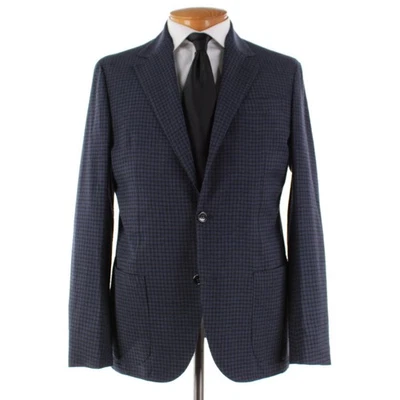 Abrigo deportivo Sartorio Kiton nuevo con etiquetas mezcla de lana talla 50R (40R EE. UU.) a cuadros azul y negro Foto 1 de 4