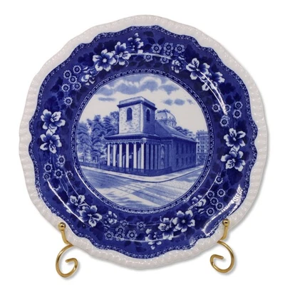 Plato coleccionable WT Copeland King's Chapel Boston azul transferware años 1850 Foto 1 de 4