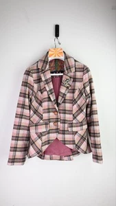 Aratta Silent Journey check blazer in blush with bejeweled broach size UK12 - Picture 1 of 16