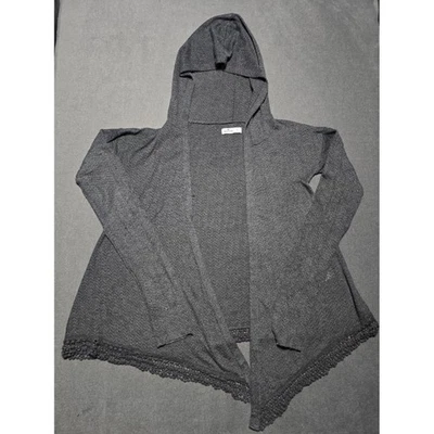 Кардиган с капюшоном Hollister California серый вязаный свитер большой с открытой передней частью - Изображение 1 из 4