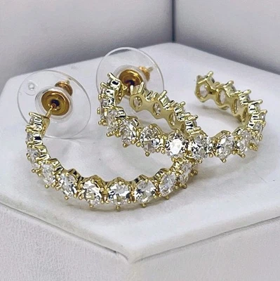 Pendientes de aro Kendra Scott nuevos con etiquetas Cailin oro cristal piedras redondas brillantes Foto 1 de 4