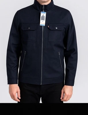 Levi's Men Stand Collard Canvas Jacket Sz Large With Inner Lining Black - Image 1 of 4