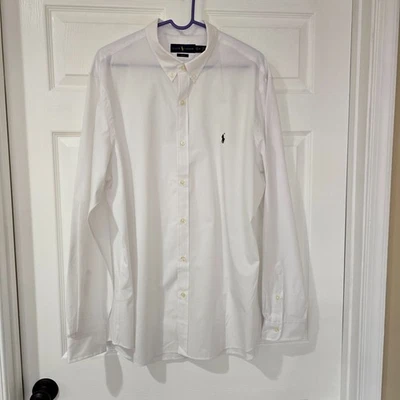 Camisa de vestir Ralph Lauren ajustada con botones blanca mezcla de algodón talla XXL cuello 18,5 Foto 1 de 4