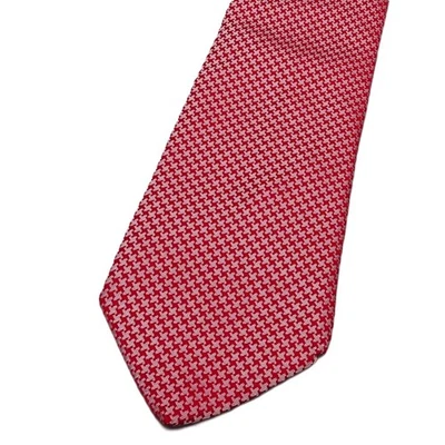 Corbata Thomas Rosa Seda Jermyn Street Londres Geométrica Roja Blanca Cuadros Inglaterra Foto 1 de 4