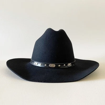 Wool Felt Cowboy Hat Western Ranch Rodeo Festival Costume Black 7 WPL 5923 USA - Image 1 of 4