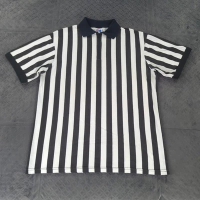 Camisa de árbitro majestuosa vintage años 90 1/4 cremallera rayas manga corta hecha en EE. UU. Foto 1 de 4
