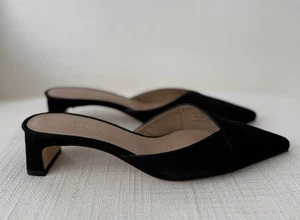 L K Bennett Harriet Black Suede Mules Low Block Heel Size 37 NEW WITH BOX £195 - Picture 1 of 19