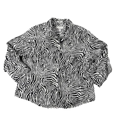 Chico’s 100% Cotton No Iron 3/4 Sleeve Button Up Zebra Print Women’s XL (3) - Image 1 of 4