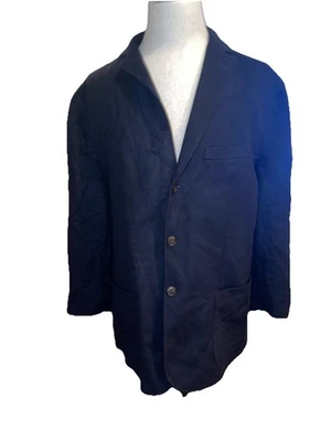 Daniel Cremieux XL Black Wool Blazer Suit Jacket Lined Classic Leather Patches - Image 1 of 4