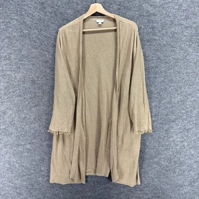 Cárdigan J. Jill Mujer 3X Plus Beige Frente Abierto Manga Larga Lino Informal Sólido Foto 1 de 4