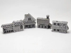 Pewter Carson Reversible Christmas Village Lot Bakery School Train Station House - Picture 1 of 12