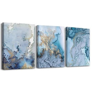 Blue Abstract Canvas Wall Art For Living Room Bedroom Wall Decor Office Pictu... - Picture 1 of 6
