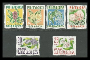 LIBERIA / 1955 / FLOWERS Complete Set of 6 /  CANCELED - Picture 1 of 1