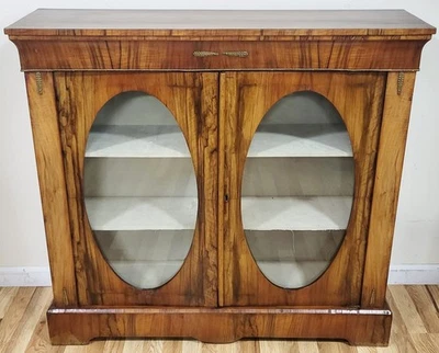 Antique ENGLISH 19th C WALNUT Root Napoleon III CURIO CABINET Display Vitrine - Image 1 of 4