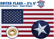 American Flag 3x5 ft -Made in USA. Premium US Flag. Embroidered Stars and Stripe