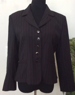Mariella Burani Black Wool Striped Blazer Jacket Sz 10 EUC, Made in Italy, $350 - Image 1 of 4