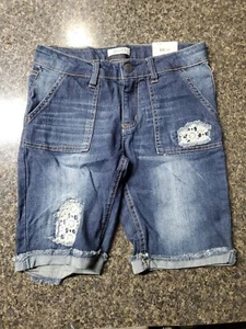 Mudd Girls Porkchop Crochet Bermuda Denim Jean Shorts 14 - Picture 1 of 6