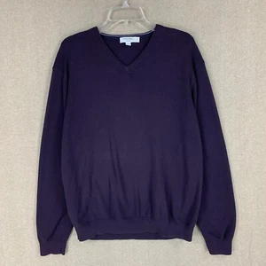 Calvin Klein Mens Sweater XL Purple V Neck Long Sleeve Pullover Pima Cotton - Picture 1 of 12