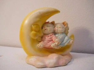 Half Moon with Kitten Angels on clouds Kittens Hand Painted  New Vintage  n158b - Picture 1 of 3