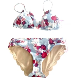 Vanilla Beach XS Bikini Scallop Rose Blue Pink Red Swim Top Hipster Bottom #Box6 - Picture 1 of 8