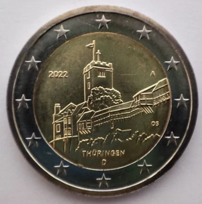 Germany 2 euro coin 2022 "Wartburg Castle - State of Thuringia" UNC - Image 1 of 4