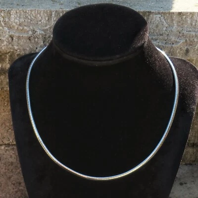 "Collar Omega de oro blanco de 10k 4 mm 16,5"" 17,4 g" Foto 1 de 4