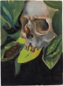 original painting 30 x 40 cm 55ChaO artwork oil paints skull portrait - Picture 1 of 3