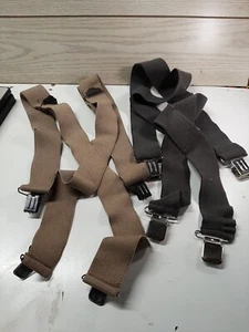 Suspenders 2" Wide Elastic Lot Of 2 Tan & Grey - Picture 1 of 8