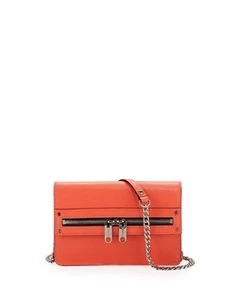 Very Pretty! NWT Milly Riley Leather Mini-Crossbody Bag Neon Peach - Picture 1 of 12