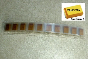 10 Stück SMD Tantal Kondensatoren 22 µF / 20 V - Bauform D (M4514) - Picture 1 of 2