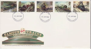 GB Stamps First Day Cover Famous Trains, Steam, bridge, mouse, GWR loco CDS 1985 - Picture 1 of 1