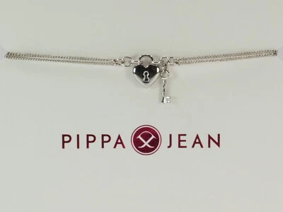 PIPPA & JEAN Armband Armkette Edelstahl silber 23cm Schloss & Schlüssel; K66 766 - Bild 1 von 2