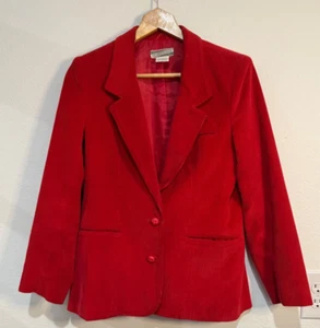 Vintage Red corduroy blazer Anthony's sz 12 academia preppy Jacket STAINED - Picture 1 of 9