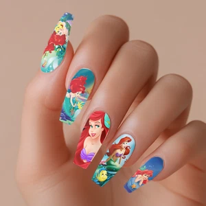 Little Mermaid Under The Sea Nail Decals Waterslide Nail Wraps - Picture 1 of 23