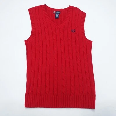 Suéter Chaps Niños Grande 14-16 Rojo 100% Algodón Tejido Pullover Sin Mangas Foto 1 de 4