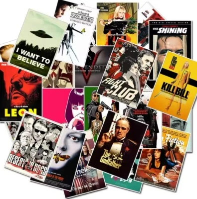 Cult Movie Poster Sticker x25 Pack Classic Movies Stickers Scrapbook Gift - Image 1 of 4